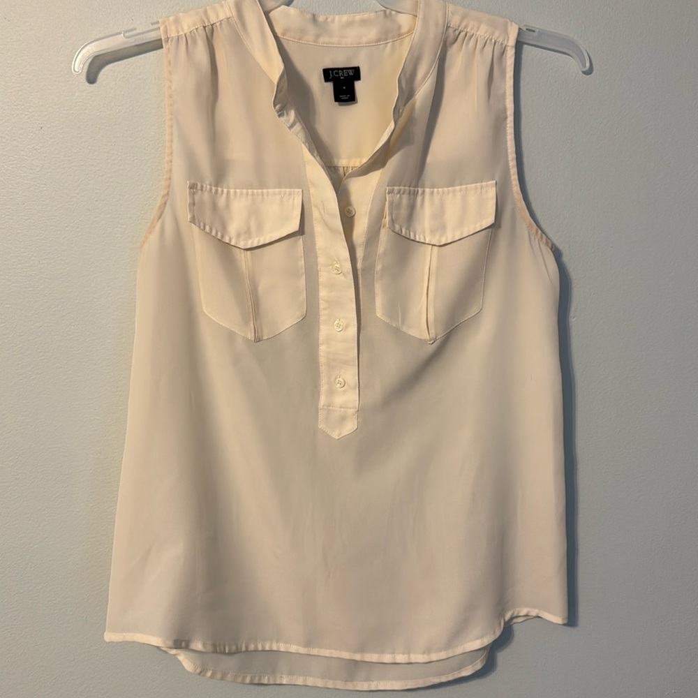 J. Crew cream blouse with pocket detail
